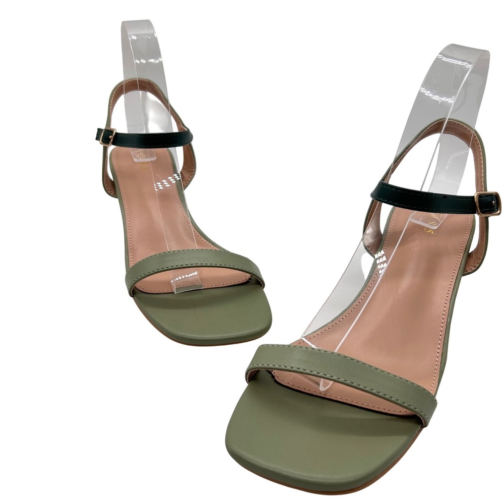 NEW Allegra K Sandals Women 8.5 Green Ankle Strap Block Heel Comfortable Fashion
